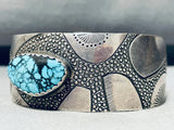 Mikey Begay Rare Vintage Native American Navajo Blue Warrior Turquoise Sterling Silver Bracelet-Nativo Arts