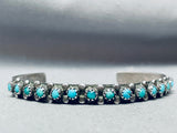 Stunning Vintage Native American Navajo Blue Turquoise Sterling Silver Bracelet-Nativo Arts