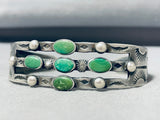 Early 1900's Vintage Native American Navajo Cerrillos Turquoise Sterling Silver Bracelet-Nativo Arts