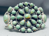 Noteworthy Native American Navajo Green Turquoise Cluster Sterling Silver Huge Bracelet-Nativo Arts