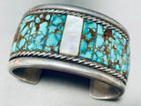 Best Ever Vintage Native American Navajo Spiderweb Turquoise Inlay Sterling Silver Bracelet-Nativo Arts