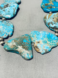 200 Gram Vintage Native American Navajo Morenci Old Kingman Turquoise Sterling Silver Necklace-Nativo Arts