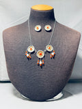 Native American One Of The Most Unique 14k Gold Marked Sterling Silver Coral Necklace-Nativo Arts