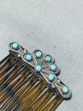 Enchanting Vintage Native American Zuni Blue Gem Turquoise Sterling Silver Hair Combs-Nativo Arts
