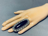Ben Begaye Heavy Vintage Native American Navajo Onyx Sterling Silver Ring-Nativo Arts