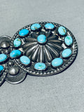 Elegant Vintage Native American Navajo Blue Gem Turquoise Sterling Silver Pin-Nativo Arts