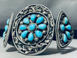 Gasp!! Vintage Native American Navajo Turquoise Sterling Silver Slag Bracelet Old-Nativo Arts