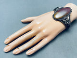 One Of The Best Vintage Early Native American Navajo Agate Sterling Silver Bracelet-Nativo Arts