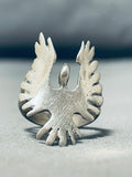 Intricate Vintage Native American Navajo Sterling Silver Eagle Immense Ring-Nativo Arts