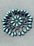 Superior Vintage Native American Zuni Blue Gem Turquoise Sterling Silver Pin-Nativo Arts