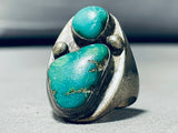 Big Heavy Mens Vintage Native American Navajo Turquoise Sterling Silver Ring Old-Nativo Arts