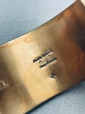6 Inch Wrist Vintage Orville Tsinnie Brass Hand Tooled Bracelet-Nativo Arts