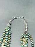 One Of The Best Native American Navajo Green Turquoise Sterling Silver Necklace-Nativo Arts