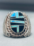 One Of The Most Intricate Vintage Native American Navajo Opal Sterling Silver Inlay Ring-Nativo Arts