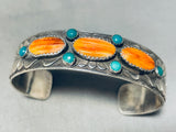 Gorgy!! Vintage Native American Navajo Turquoise Shel Sterling Silver Bracelet Cuff-Nativo Arts