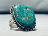 Classic Vintage Native American Navajo Green Turquoise Sterling Silver Ring-Nativo Arts