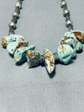 Native American Fascinating Vintage Santo Domingo Kingman Turquoise Chunks Silver Necklace-Nativo Arts
