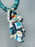Captivating Vintage Native American Zuni Turquoise Sterling Silver Kachina Necklace Signed-Nativo Arts