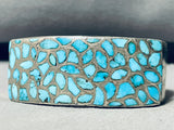 6.5 Inch Wrist Vintage Zuni Turquoise Sterling Silver Bracelet Wow!-Nativo Arts