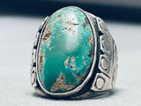 Huge Heavy 37 Grams Vintage Native American Navajo Cerrillos Turquoise Sterling Silver Ring-Nativo Arts