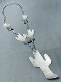 Handmade Cactus Vintage Southwest Sterling Silver Necklace