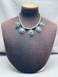 Gorgeous Vintage Native American Navajo Turquoise Sterling Silver Necklace Old-Nativo Arts