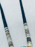 Native American Mesmerizing Vintage Santo Domingo Inlay Turquoise Jet Shell Necklace-Nativo Arts