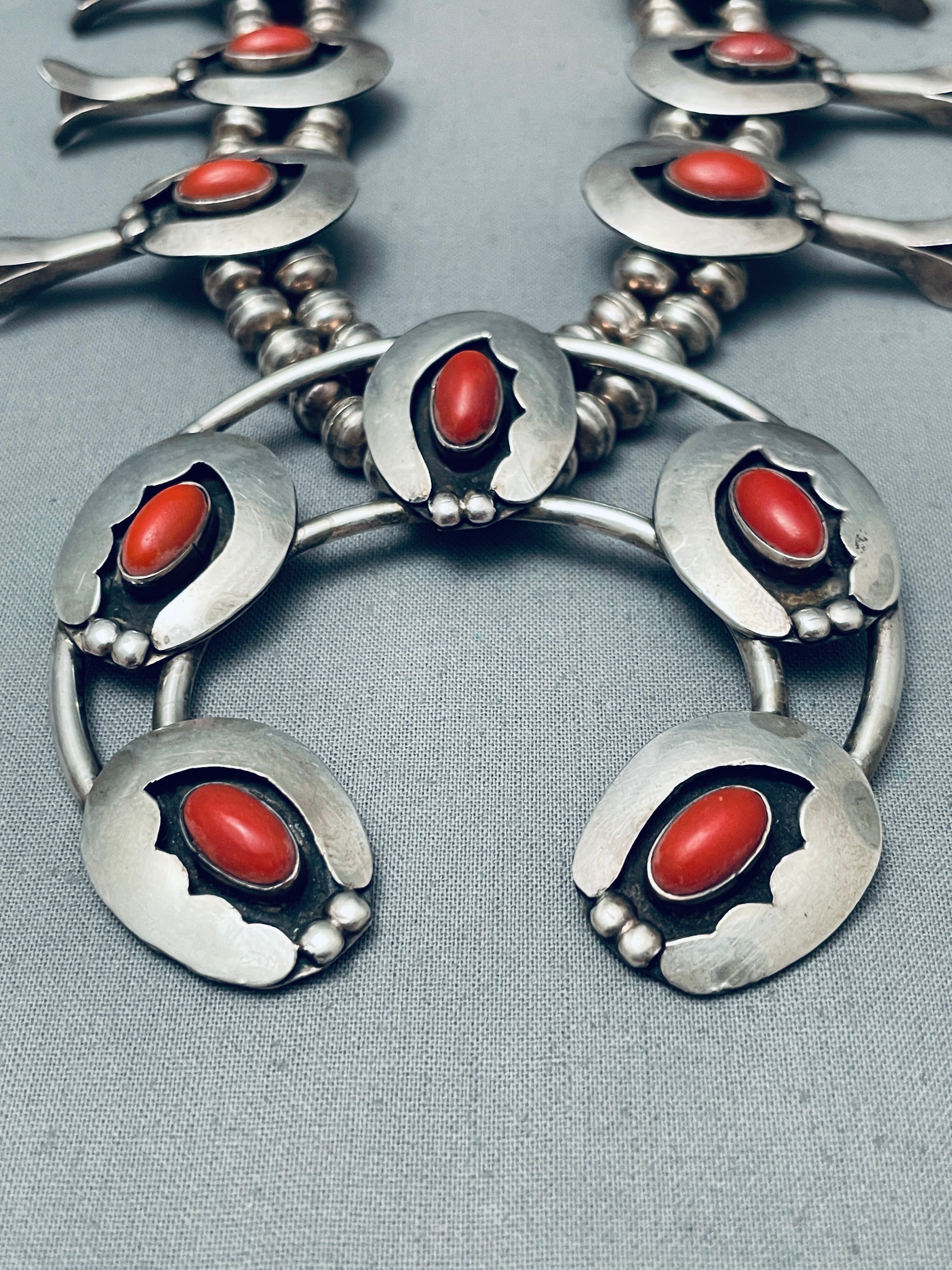 Fab Authentic Vintage Native American Navajo Coral Sterling Silver