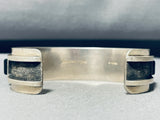 6.5 Inch Wrist Rare Vintage Native American Navajo Turquoise Inlay Sterling Silver Bracelet-Nativo Arts