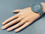 Nez Native American Navajo Family Vintage Turquoise Sterling Silver Needle Bracelet