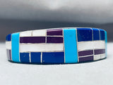 Mosaic Wall Vintage Navajo Turquoise Inlay Sterling Silver Bracelet-Nativo Arts