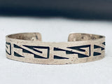 Geometric Rug Vintage Navajo Sterling Silver Hand Tooled Bracelet-Nativo Arts