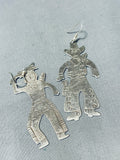 Amazing Vintage Navajo/ Mexican Sterling Silver Dynamic Duo Earrings-Nativo Arts