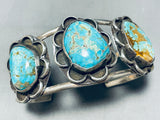 Old Deposit #8 Turquoise!! Vintage Native American Navajo Sterling Silver Bracelet-Nativo Arts