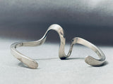 Mike Kirk Vintage Native American Navajo Sterling Silver Waving Bracelet Cuff