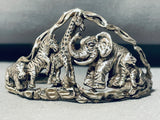 Hippo Tiger Vintage Sterling Silver Animal Bracelet Cuff!!-Nativo Arts