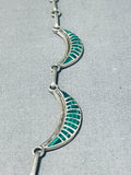 Rare Native American Zuni Malachite Sterling Silver Necklace-Nativo Arts