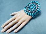 One Of The Finest Vintage Native American Navajo Turquoise Sterling Silver Cluster Bracelet