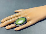 Bill Mex Colossal Vintage Native American Navajo Signed Gaspeite Sterling Silver Ring-Nativo Arts