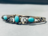 Pretty Vintage Native American Navajo Pilot Mountain Turquoise Sterling Silver Bracelet-Nativo Arts