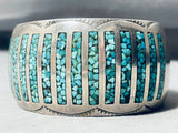 Difficult Technique Rectangular Inlay Turquoise Vintage Native American Navajo Bracelet-Nativo Arts
