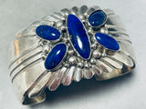 Important Veronica Chee Vintage Native American Navajo Lapis Sterling Silver Bracelet-Nativo Arts
