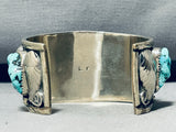 Cactus Turquoise!!!!! One Of A Kind Vintage Native American Navajo Sterling Silver Bracelet!-Nativo Arts