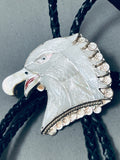 Important Hand-carved Vintage Native American Zuni Eagle Sterling Silver Bow Tie