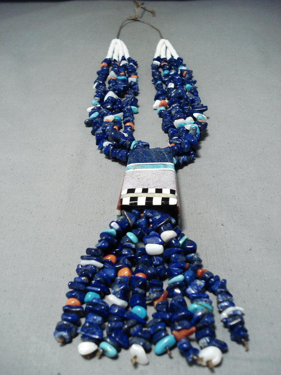 Native American One Of The Best Santo Domingo Lapis Turquoise Necklace-Nativo Arts