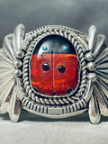 Ladybug!!!!!!! Vintage Native American Navajo Sterling Silver Flank Bracelet-Nativo Arts