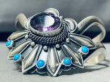 One Of The Most Unique Ever Amethyst Sterling Silver Vintage Native American Navajo Bracelet-Nativo Arts