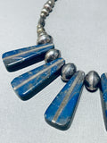 One Of The Coolest Vintage Native American Navajo Lapis Sterling Silver Necklace-Nativo Arts