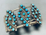 One Of The Best Vintage Native American Zuni Turquoise Sterling Silver Flower Bracelet-Nativo Arts