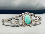 Sublime Vintage Native American Navajo Green Turquoise Sterling Silver Bracelet-Nativo Arts
